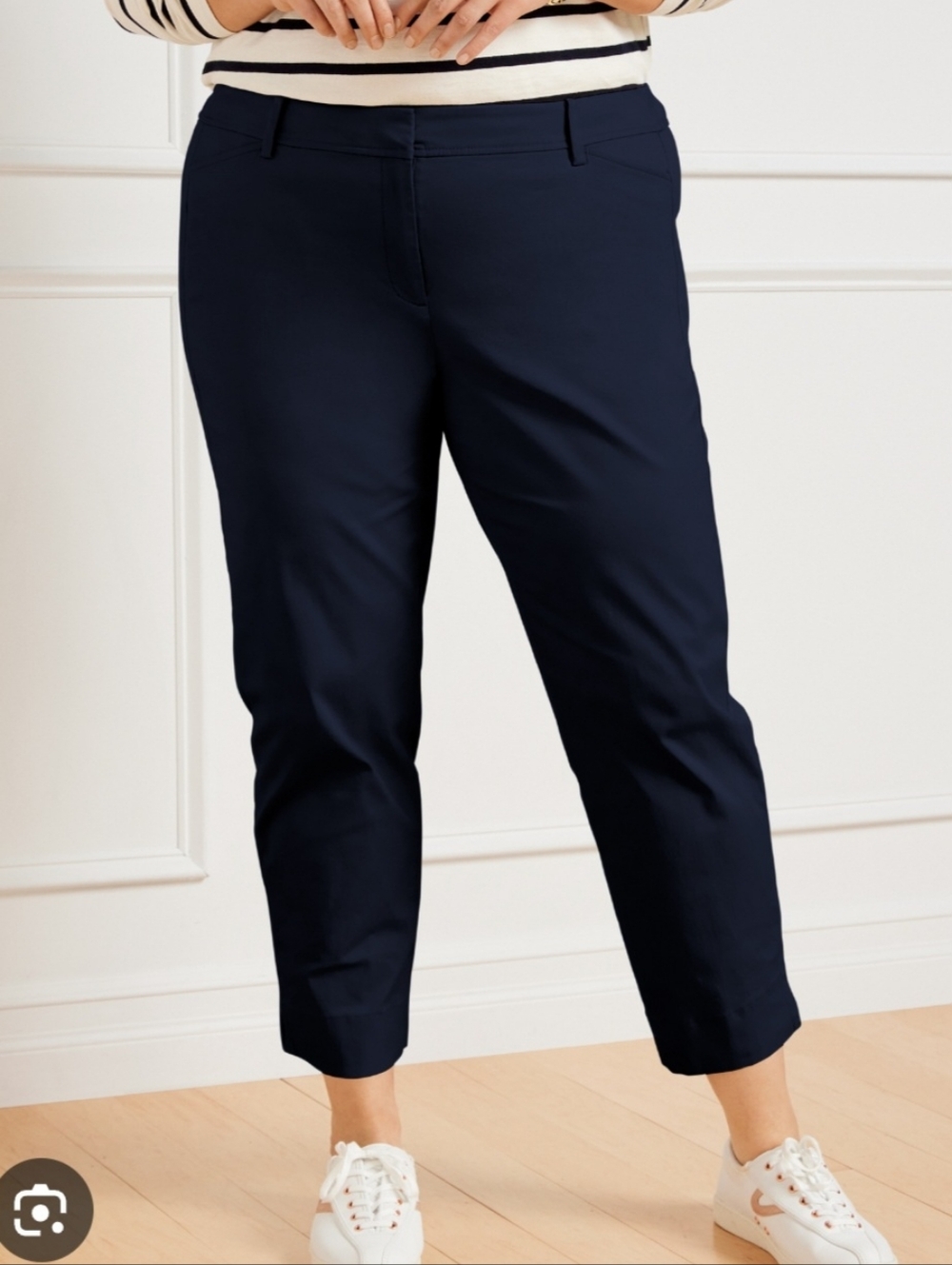 Talbots Navy Blue Cotton The Perfect Crop High Rise Cropped Ankle Chino Pants